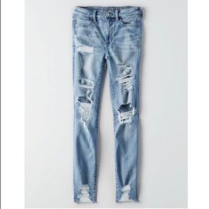 AE high wasted ripped jegging